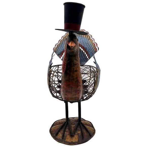 Thanksgiving Metal Wire Turkey Basket Top Hat Table Centerpiece Holiday Decor - Picture 7 of 10
